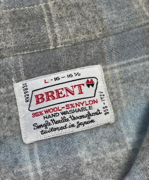 BRENT（ブレント）BRENT (ブレント) 開襟ウールチェックシャツ グレー サイズ:Lの古着・服飾アイテム