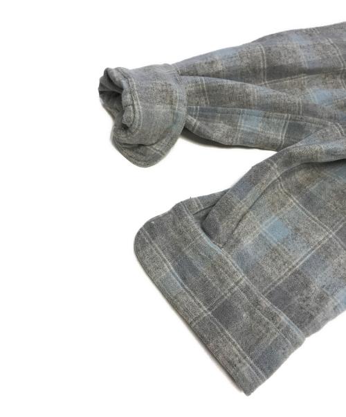 BRENT（ブレント）BRENT (ブレント) 開襟ウールチェックシャツ グレー サイズ:Lの古着・服飾アイテム