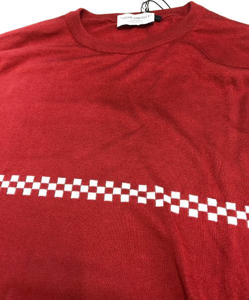 JOHN SMEDLEY（ジョンスメドレー）JOHN SMEDLEY (ジョンスメドレー) VAINL ARCHIVE (ヴァイナルアーカイブ) シーアイランドコットンロングスリーブニット レッド サイズ:Mの古着・服飾アイテム