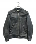 666666）の古着「タイトフィットマンダリンカラーシングルライダース」｜ブラック