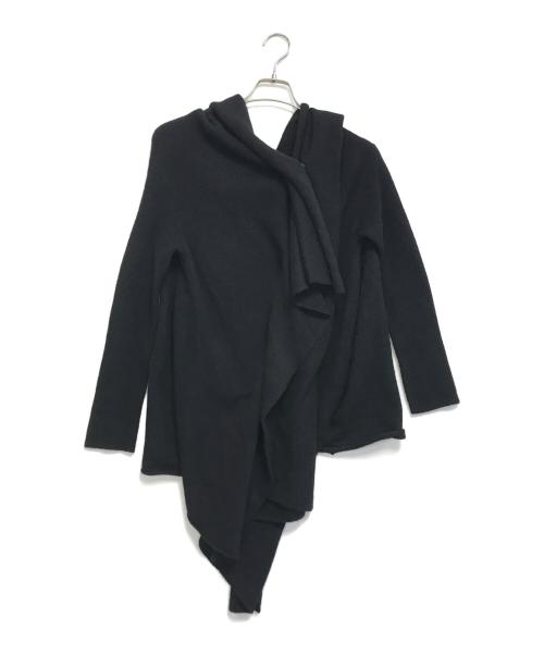YOHJI YAMAMOTO（ヨウジヤマモト）YOHJI YAMAMOTO (ヨウジヤマモト) ウール混リブドレープカーディガン ブラック サイズ:2の古着・服飾アイテム