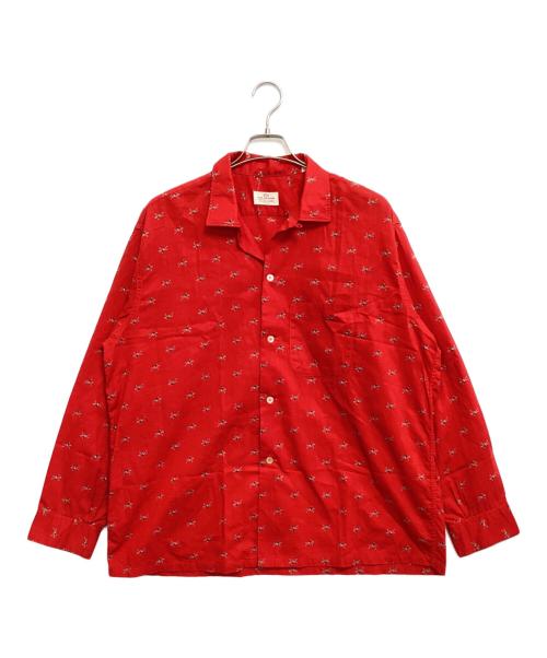 VAN HEUSEN（ヴァンヒューセン/バンヒューゼン）VAN HEUSEN (ヴァンヒューセン/バンヒューゼン) 総柄オープンカラーシャツ レッド サイズ:XLの古着・服飾アイテム