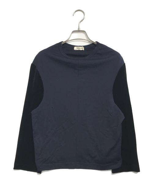 COMME des GARCONS（コムデギャルソン）COMME des GARCONS (コムデギャルソン) ベロア切替L/Sカットソー ネイビー サイズ:表記なしの古着・服飾アイテム