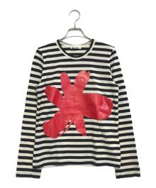 COMME des GARCONS（コムデギャルソン）の古着「プリントボーダーニット」｜ホワイト