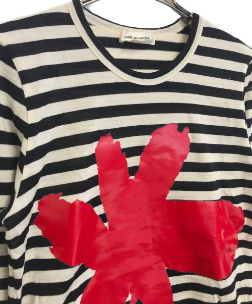 COMME des GARCONS（コムデギャルソン）COMME des GARCONS (コムデギャルソン) プリントボーダーニット ホワイト サイズ:Sの古着・服飾アイテム