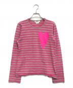 COMME des GARCONSコムデギャルソン）の古着「プリントボーダーニット」｜ピンク