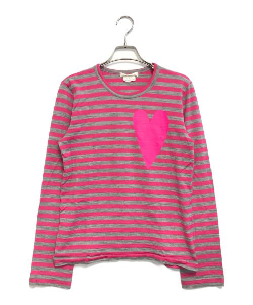 COMME des GARCONS（コムデギャルソン）COMME des GARCONS (コムデギャルソン) プリントボーダーニット ピンク サイズ:Sの古着・服飾アイテム