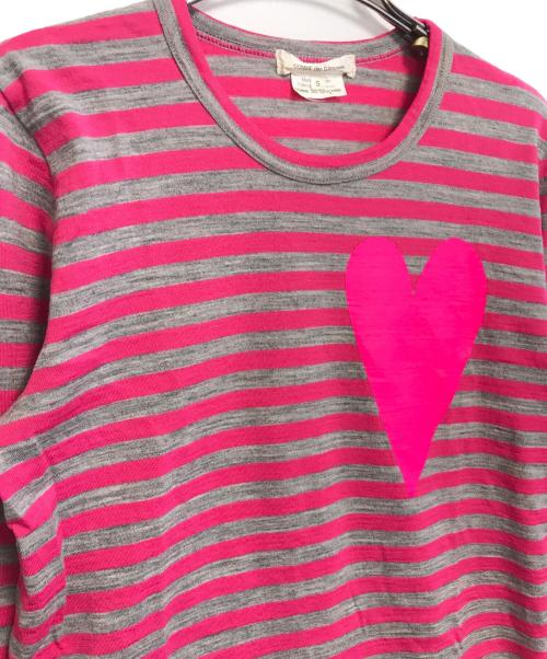 COMME des GARCONS（コムデギャルソン）COMME des GARCONS (コムデギャルソン) プリントボーダーニット ピンク サイズ:Sの古着・服飾アイテム