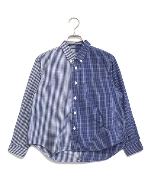 JUNYA WATANABE COMME des GARCONS（ジュンヤワタナベ コムデギャルソン）JUNYA WATANABE COMME des GARCONS (ジュンヤワタナベ コムデギャルソン) バイカラーチェックシャツ ブルー サイズ:不明の古着・服飾アイテム