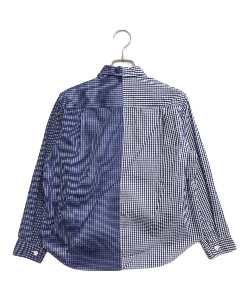 JUNYA WATANABE COMME des GARCONS（ジュンヤワタナベ コムデギャルソン）JUNYA WATANABE COMME des GARCONS (ジュンヤワタナベ コムデギャルソン) バイカラーチェックシャツ ブルー サイズ:不明の古着・服飾アイテム