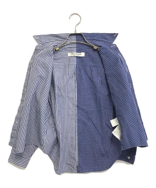 JUNYA WATANABE COMME des GARCONS（ジュンヤワタナベ コムデギャルソン）JUNYA WATANABE COMME des GARCONS (ジュンヤワタナベ コムデギャルソン) バイカラーチェックシャツ ブルー サイズ:不明の古着・服飾アイテム