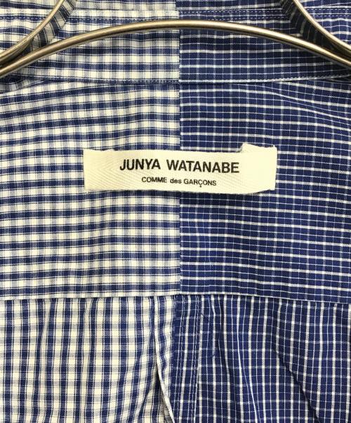 JUNYA WATANABE COMME des GARCONS（ジュンヤワタナベ コムデギャルソン）JUNYA WATANABE COMME des GARCONS (ジュンヤワタナベ コムデギャルソン) バイカラーチェックシャツ ブルー サイズ:不明の古着・服飾アイテム