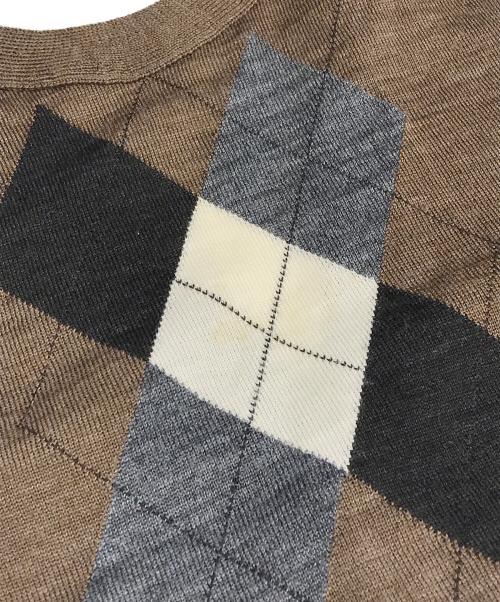 JUNYA WATANABE COMME des GARCONS（(ジュンヤワタナベ コムデギャルソン）JUNYA WATANABE COMME des GARCONS ((ジュンヤワタナベ コムデギャルソン) アーガイルニットカーディガン ブラウン サイズ:Mの古着・服飾アイテム