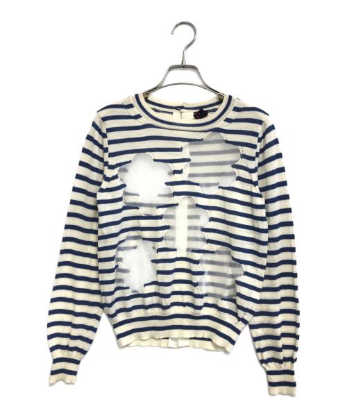 tricot COMME des GARCONS（トリココムデギャルソン）tricot COMME des GARCONS (トリココムデギャルソン) 切替ボーダーニット ホワイト サイズ:表記なしの古着・服飾アイテム