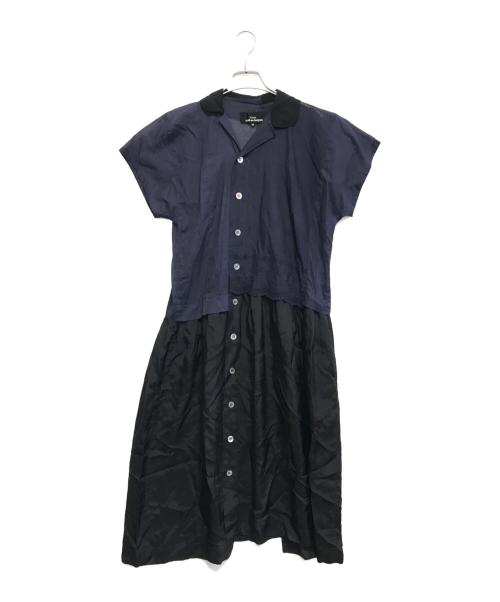 tricot COMME des GARCONS（トリココムデギャルソン）tricot COMME des GARCONS (トリココムデギャルソン) 異素材切替シャツワンピース ネイビー サイズ:Ｍの古着・服飾アイテム