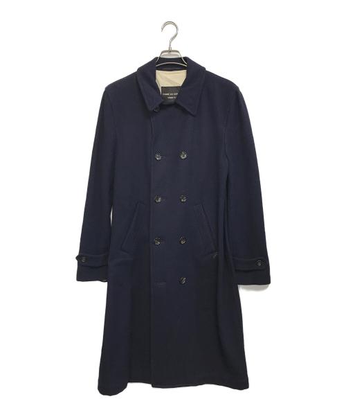 COMME des GARCONS HOMME PLUS（コムデギャルソンオムプリュス）COMME des GARCONS HOMME PLUS (コムデギャルソンオムプリュス) ダブルブレストロングコート ネイビー サイズ:Mの古着・服飾アイテム