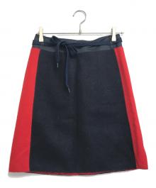 MIU MIU（ミュウミュウ）の古着「バイカラーウールスカート」｜レッド×ネイビー