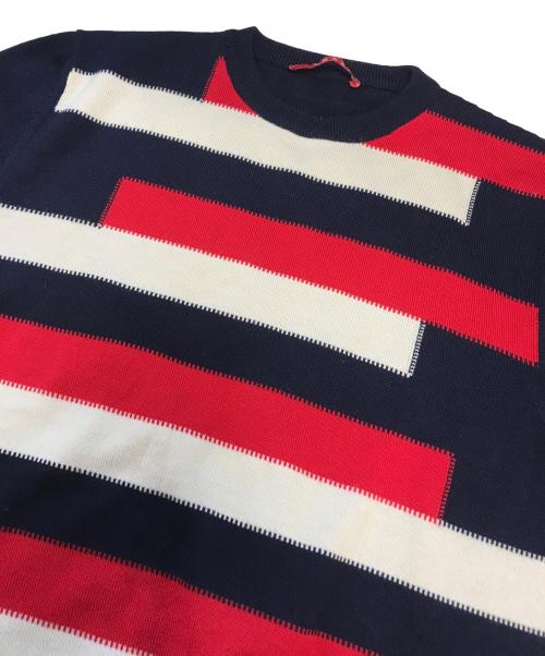 PRADA（プラダ）PRADA (プラダ) ボーダーニット ネイビー サイズ:46の古着・服飾アイテム