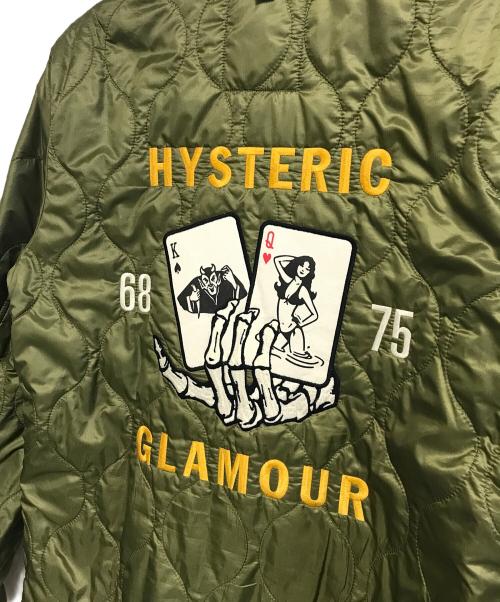 Hysteric Glamour（ヒステリックグラマー）Hysteric Glamour (ヒステリックグラマー) KING&QUEEN刺繍キルティングブルゾン グリーン サイズ:Ｓの古着・服飾アイテム