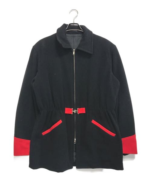 Yohji Yamamoto pour homme（ヨウジヤマモト プールオム）Yohji Yamamoto pour homme (ヨウジヤマモト プールオム) バックルウールジャケット ブラック×レッド サイズ:Mの古着・服飾アイテム