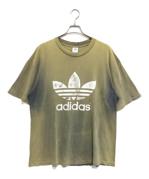 adidas（アディダス）adidas (アディダス) 両面ロゴプリントTシャツ カーキ サイズ:Lの古着・服飾アイテム