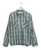 KOLESPORTコレスポーツ）の古着「オープンカラーチェックシャツ」｜ブルー