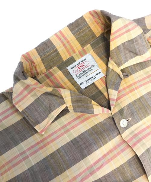AMC（エーエムシー）AMC (エーエムシー) オープンカラーチェックシャツ ブラウン サイズ:Ⅼの古着・服飾アイテム