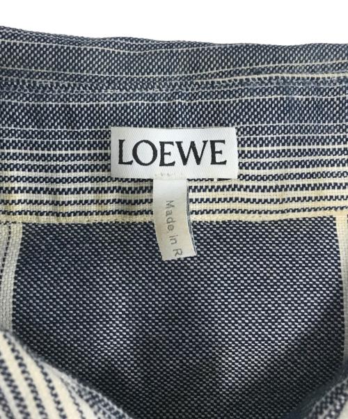 LOEWE（ロエベ）LOEWE (ロエベ) ロゴパッチ ストライプシャツ ブルー サイズ:39の古着・服飾アイテム