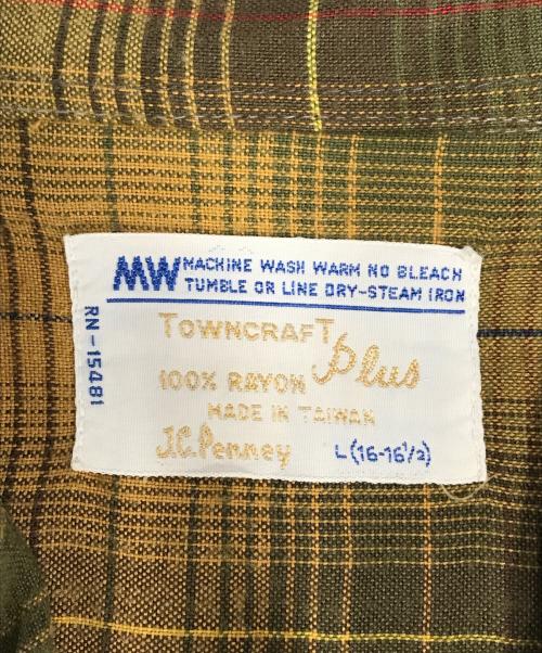 TOWN CRAFT（タウンクラフト）TOWN CRAFT (タウンクラフト) レーヨンチェックシャツ イエロー サイズ:Lの古着・服飾アイテム