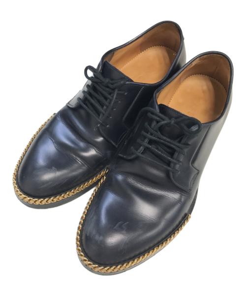 RAF SIMONS（ラフシモンズ）RAF SIMONS (ラフシモンズ) ハーフゴールドチェーンダービーシューズ ブラック サイズ:40の古着・服飾アイテム