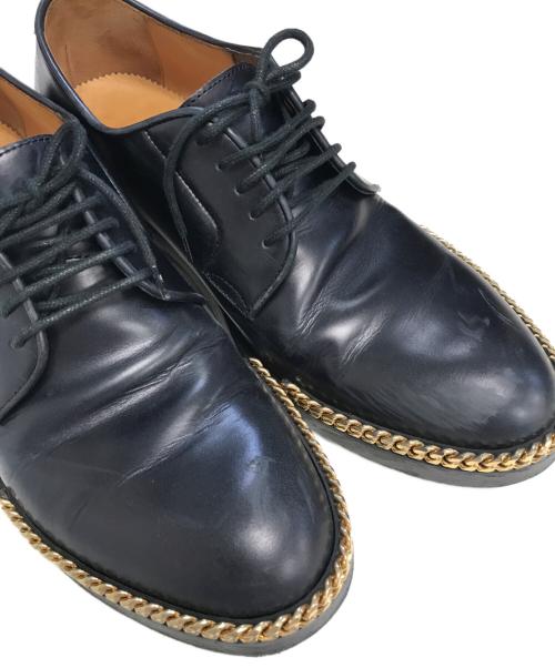 RAF SIMONS（ラフシモンズ）RAF SIMONS (ラフシモンズ) ハーフゴールドチェーンダービーシューズ ブラック サイズ:40の古着・服飾アイテム