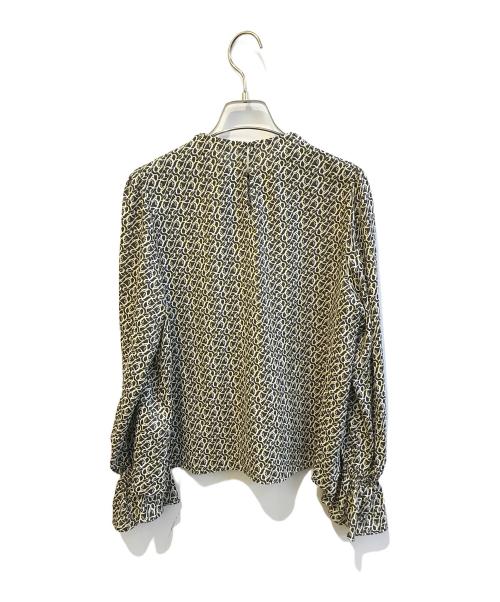 BALLSEY（ボールジィ）BALLSEY (ボールジィ) BBカリグラフィプリント タックネックブラウス ブラック サイズ:36の古着・服飾アイテム