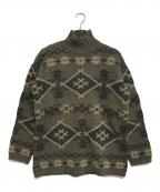 RALPH LAURENラルフローレン）の古着「ネイティブ柄ハイネックニット」｜オリーブ