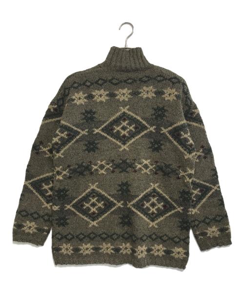 RALPH LAUREN（ラルフローレン）RALPH LAUREN (ラルフローレン) ネイティブ柄ハイネックニット オリーブ サイズ:Mの古着・服飾アイテム