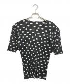 PLEATS PLEASEプリーツプリーズ）の古着「ドット柄プリーツカットソー」｜ブラック