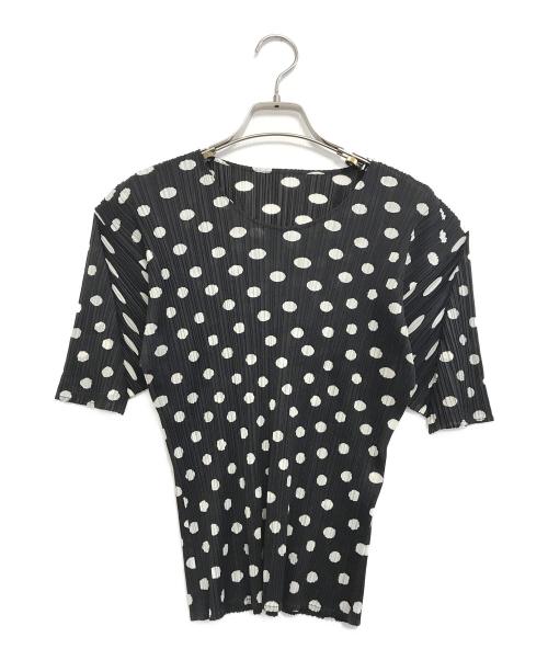 PLEATS PLEASE（プリーツプリーズ）PLEATS PLEASE (プリーツプリーズ) ドット柄プリーツカットソー ブラック サイズ:SIZE3の古着・服飾アイテム