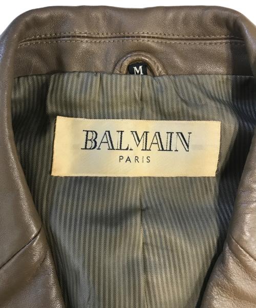 BALMAIN（バルマン）BALMAIN (バルマン) レザーテーラードジャケット ブラウン サイズ:Mの古着・服飾アイテム