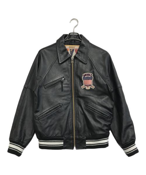 AVIREX（アヴィレックス）AVIREX (アヴィレックス) バーシティー シグネチャー レザージャケット ブラック サイズ:Mの古着・服飾アイテム