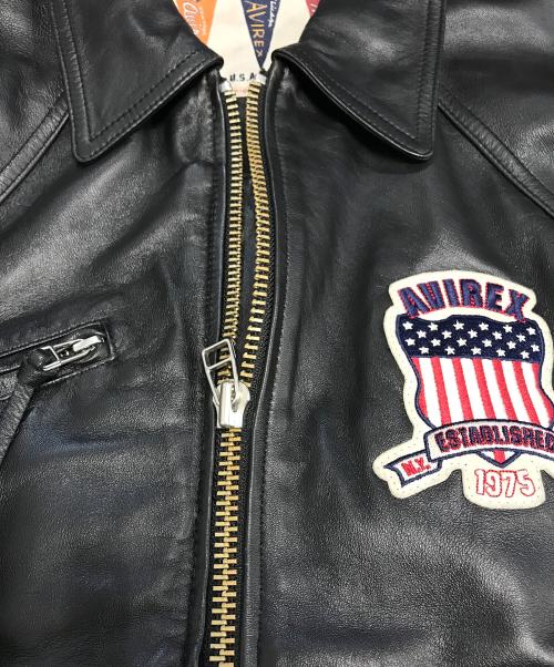 AVIREX（アヴィレックス）AVIREX (アヴィレックス) バーシティー シグネチャー レザージャケット ブラック サイズ:Mの古着・服飾アイテム