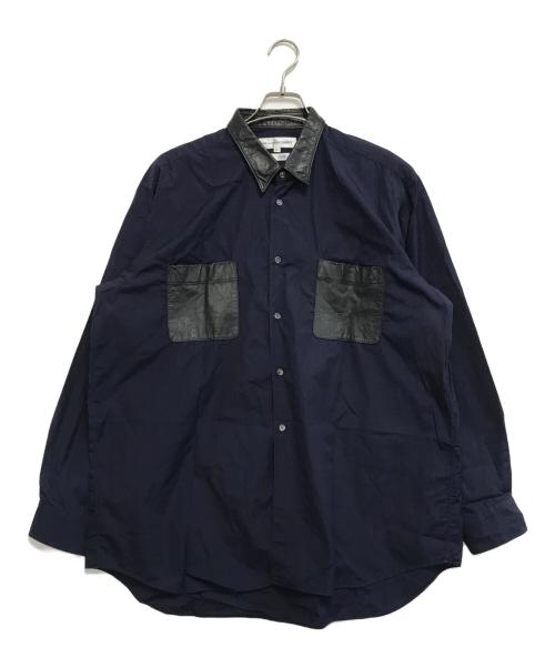 COMME des GARCONS SHIRT（コムデギャルソンシャツ）COMME des GARCONS SHIRT (コムデギャルソンシャツ) レザー切替シャツ ネイビー サイズ:Ｌの古着・服飾アイテム