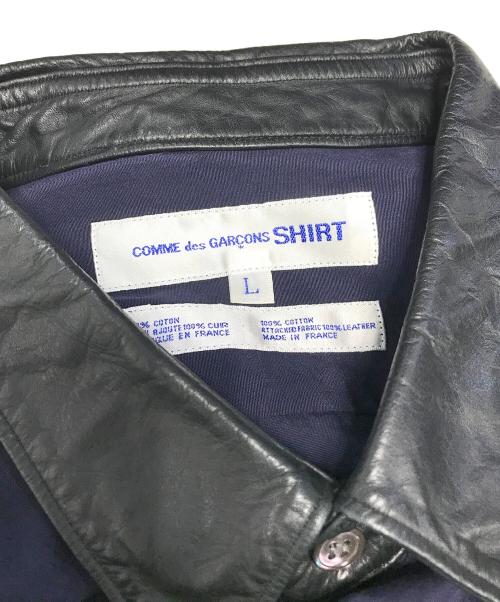 COMME des GARCONS SHIRT（コムデギャルソンシャツ）COMME des GARCONS SHIRT (コムデギャルソンシャツ) レザー切替シャツ ネイビー サイズ:Ｌの古着・服飾アイテム
