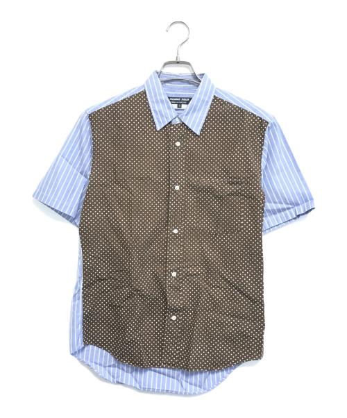 COMME des GARCONS HOMME DEUX（コムデギャルソン オム ドゥ）COMME des GARCONS HOMME DEUX (コムデギャルソン オム ドゥ) ドット切替ストライプS/Sシャツ ブルー×ブラウン サイズ:XSの古着・服飾アイテム