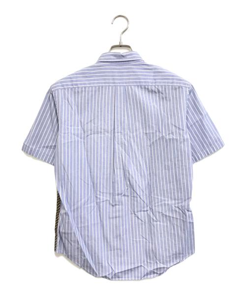 COMME des GARCONS HOMME DEUX（コムデギャルソン オム ドゥ）COMME des GARCONS HOMME DEUX (コムデギャルソン オム ドゥ) ドット切替ストライプS/Sシャツ ブルー×ブラウン サイズ:XSの古着・服飾アイテム