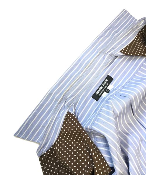 COMME des GARCONS HOMME DEUX（コムデギャルソン オム ドゥ）COMME des GARCONS HOMME DEUX (コムデギャルソン オム ドゥ) ドット切替ストライプS/Sシャツ ブルー×ブラウン サイズ:XSの古着・服飾アイテム
