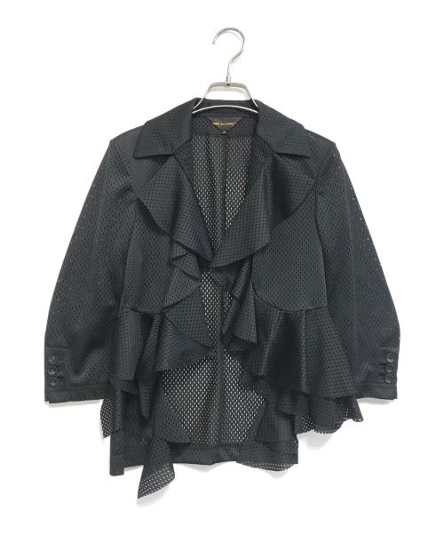 COMME des GARCONS（コムデギャルソン）COMME des GARCONS (コムデギャルソン) メッシュフリルジャケット ブラック サイズ:Sの古着・服飾アイテム