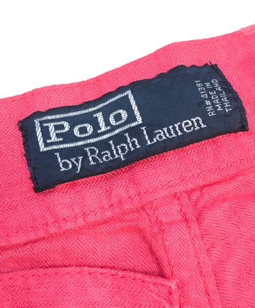 POLO RALPH LAUREN（ポロ・ラルフローレン）POLO RALPH LAUREN (ポロ・ラルフローレン) シンチバック付ベイカータイプリネンパンツ ピンク サイズ:32/32の古着・服飾アイテム