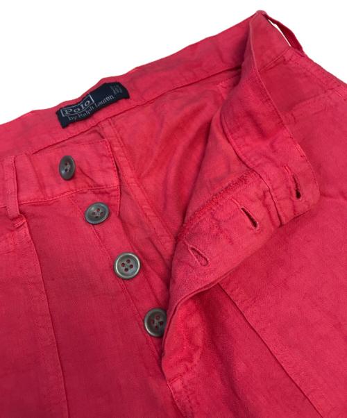 POLO RALPH LAUREN（ポロ・ラルフローレン）POLO RALPH LAUREN (ポロ・ラルフローレン) シンチバック付ベイカータイプリネンパンツ ピンク サイズ:32/32の古着・服飾アイテム
