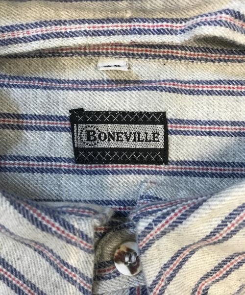 BONEVILLE（ボンネビル）BONEVILLE (ボンネビル) ストライプシャツ グレー サイズ:48の古着・服飾アイテム