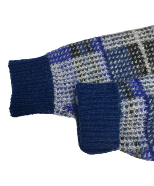 ISSEY MIYAKE MEN（イッセイミヤケメン）ISSEY MIYAKE MEN (イッセイミヤケメン) ブロックチェックハイネックニット ブルー×グレー サイズ:Sの古着・服飾アイテム
