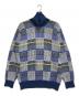 ISSEY MIYAKE MEN（イッセイミヤケメン）の古着「ブロックチェックハイネックニット」｜ブルー×グレー